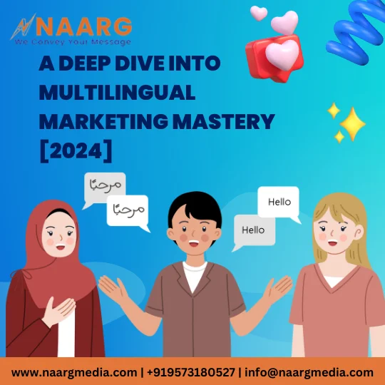 Multilingual Marketing Mastery: Diverse individuals conversing in various languages, symbolizing the global reach.