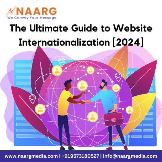 An illustrative guide cover featuring The Ultimate Guide to Website Internationalization showcasing a world map with interconnected digital elements.